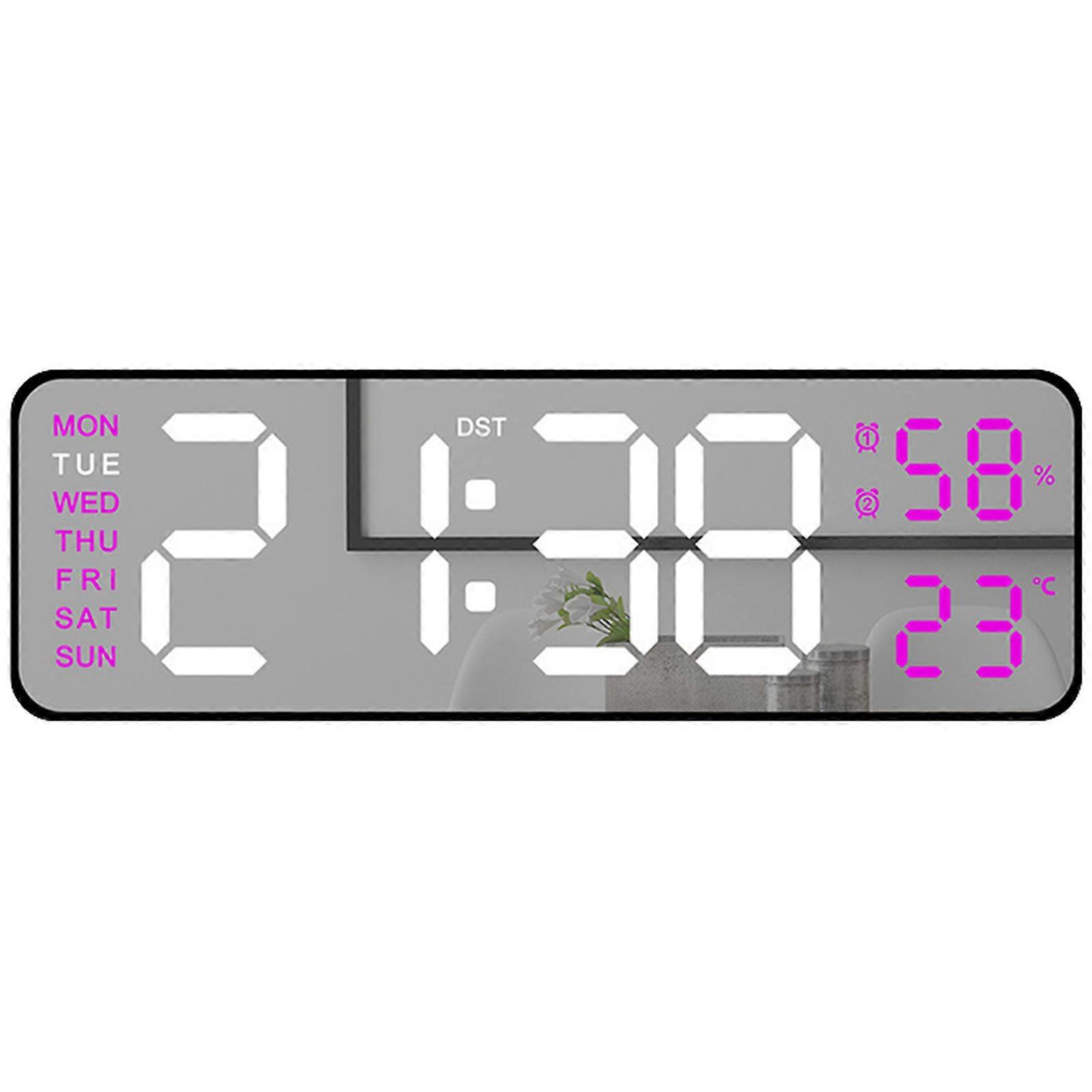 Digital Alarm Clock Large Led Display Desktop Clock 22.8x7.50cm Rectangular Desk Clock and Wall Hangable Clock