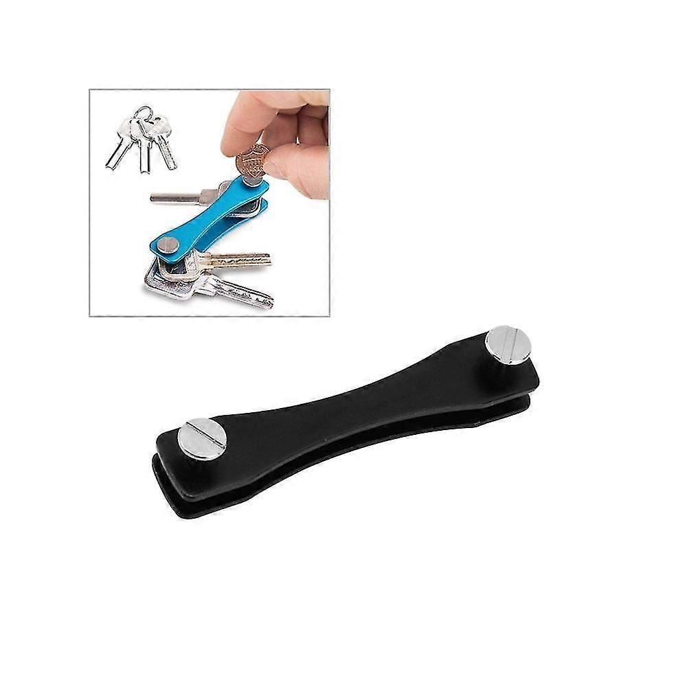 Black portable metal key storage clip