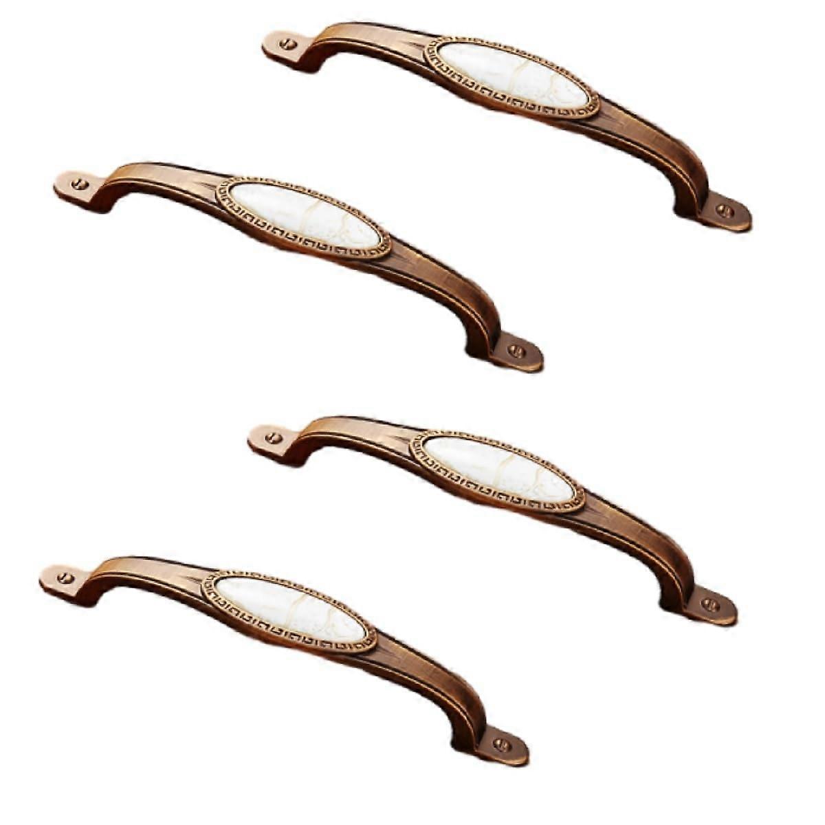 Zinc Alloy Drawer Pulls 4-Pack Drawer Door and Window Cabinet Zinc Alloy Handle Cat's Eye Jade Handle Marble 128Mm