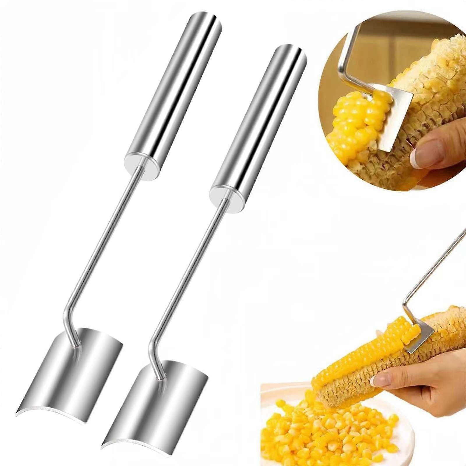 Corn Kernel Remover Tool - Stainless Steel Corn Peeler with Ergonomic Handle, Quick & Safe(2PCS)