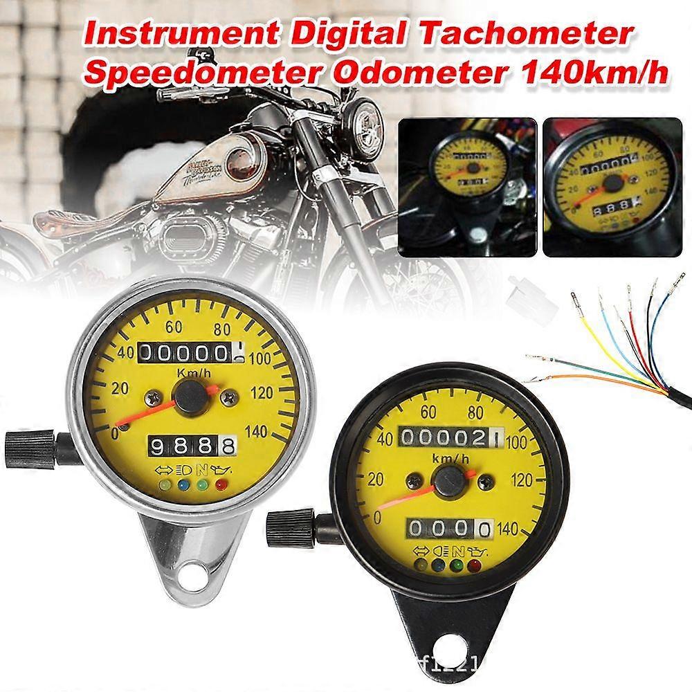 Universal Motorcycle Speedometer Odometer , 60mm Motorcycle Speedometer Gauge with Indicator Black