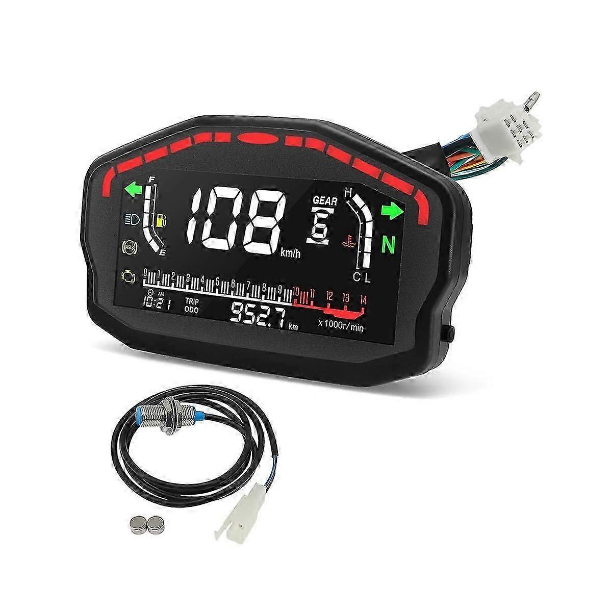 Motorcycle Digital Dash Digital Panel Universal LED LCD Speedometer Odometer 1,2,4 Cylinders