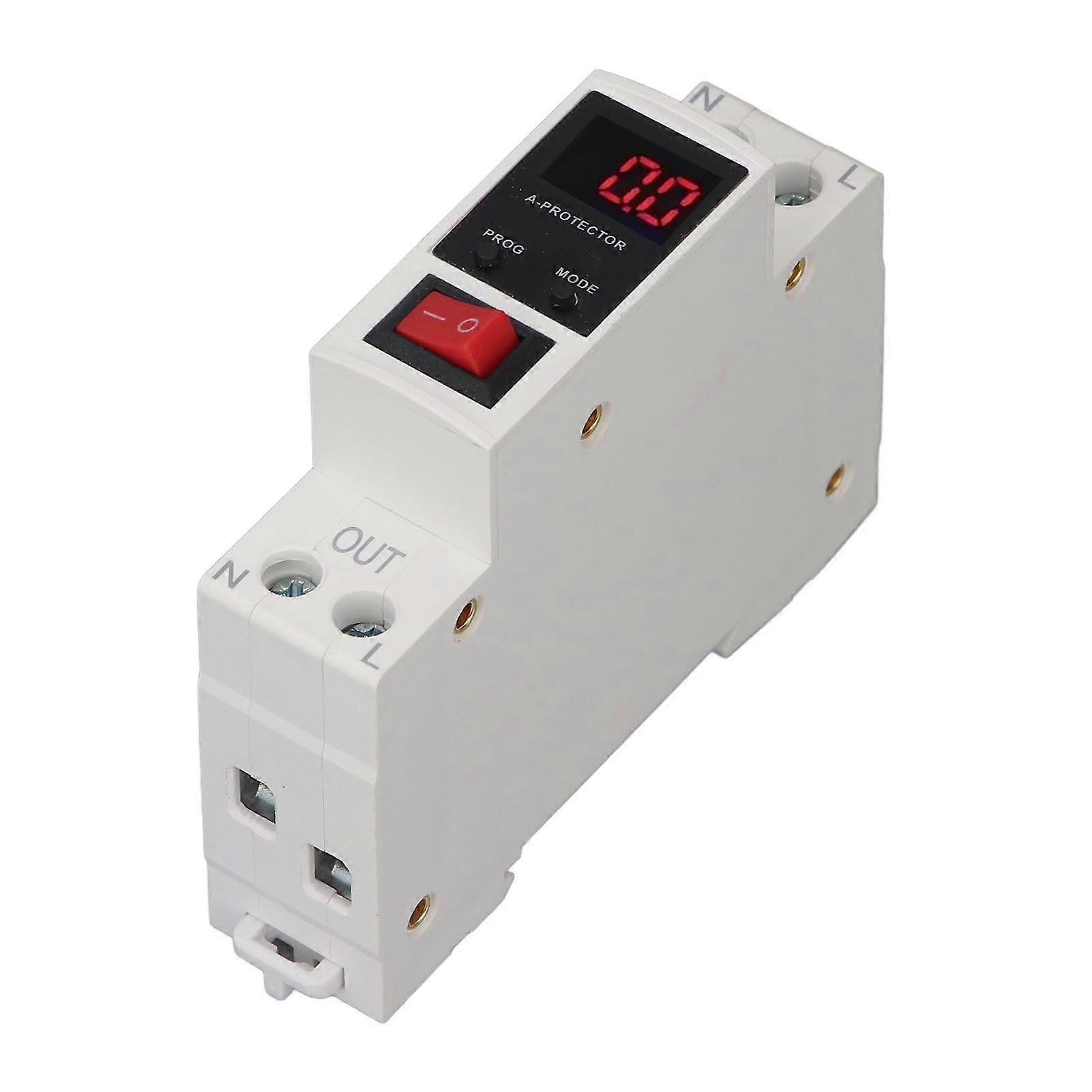 Self Recovery Over Current Protector Single Phase Protective Device Din Rail Digital Delay Manual Switch AC185V-300V 16A