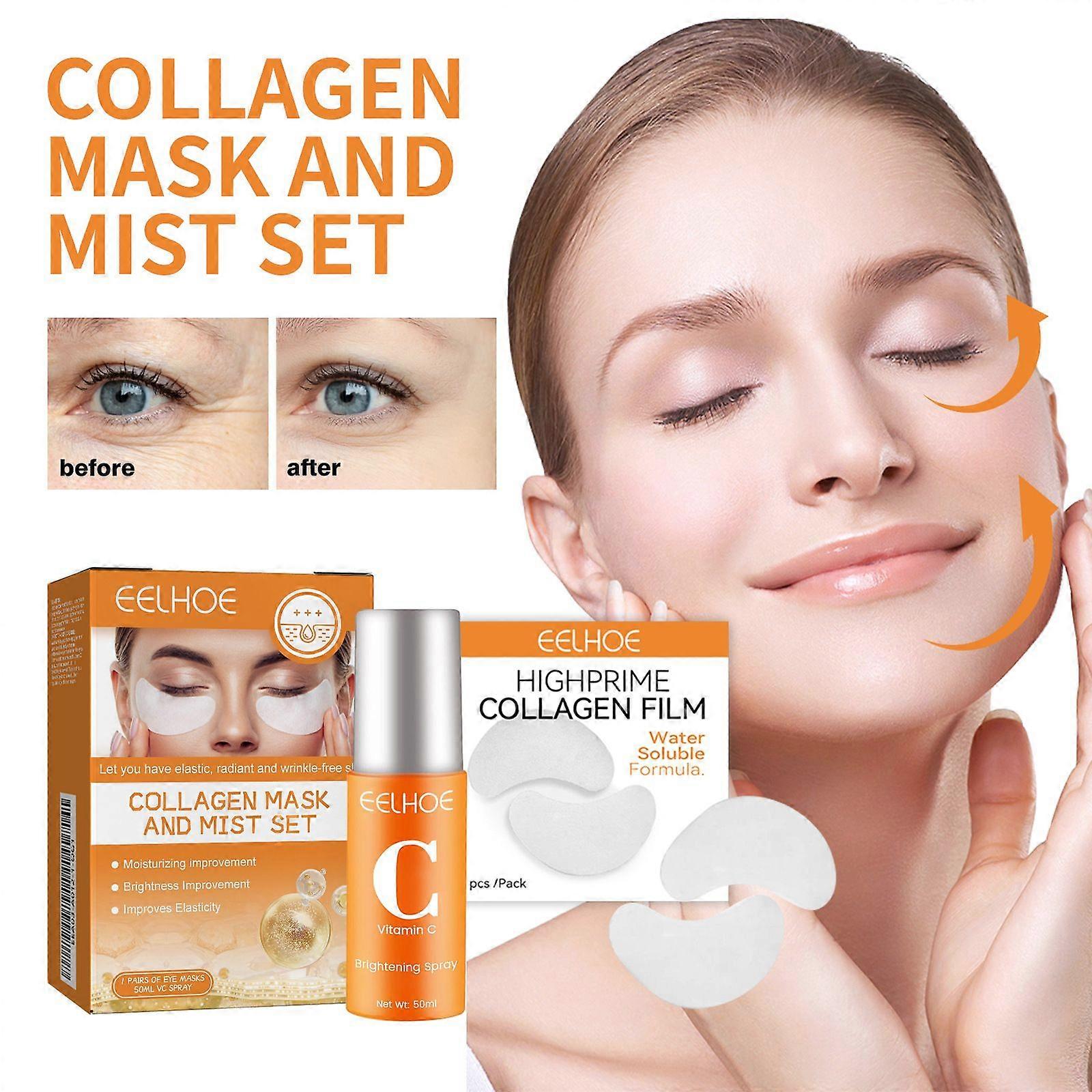 Collagen Eye Patch & Vitamin C Mist Set Under-Eye Hydration & Refreshing Facial Spray (50ml)
