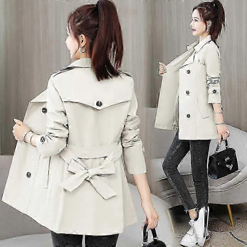 Manteau d'automne ajusté à manches longues pour femmes avec tenue décontractée de style coupe-vent ceinturée et doublée