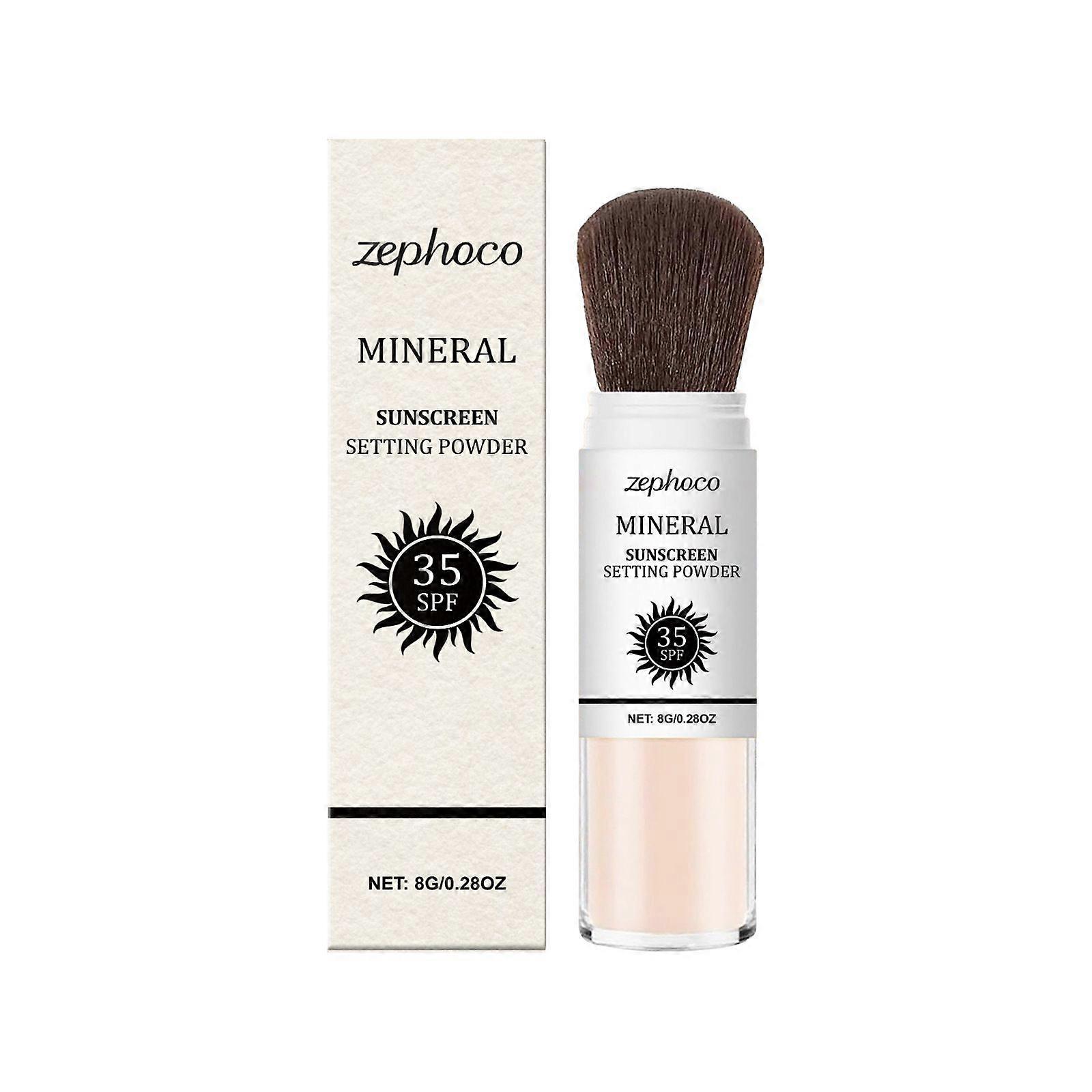 ミネラル日焼け止めセッティングパウダーSPF35フェイスオイルコントロール用ミネラルブラシパウダー日焼け止めマットフィニッシュ長持ち軽量通気性すべてのSに対応