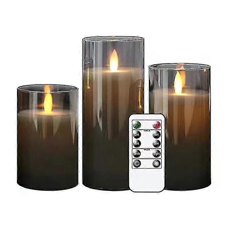 Led Candles, 3pc Decorative Candles Set, Flickering Wick Flameless Candle With Timer Remote Control, Realistic Glass Effect, Wedding Decoration, Parti