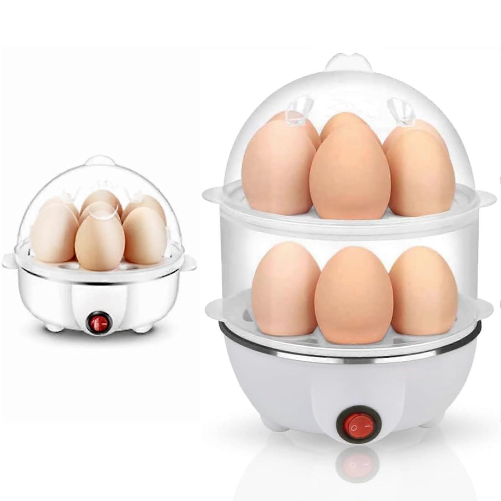Egg Cooker 2-Layer Electric, 14-Egg Capacity Steamer, Auto Shutoff, 350W, For Hard-Boiled Eggs and Vegetables