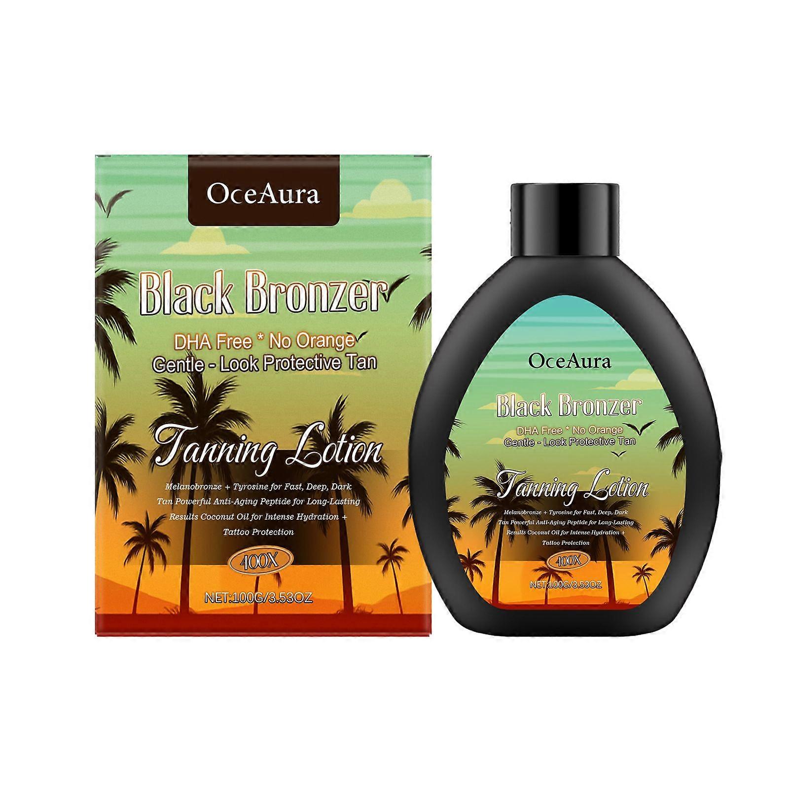 Black Bronzer Tanning Lotion, DHA - Free Natural Tanning, Anti - Aging, and Intense Hydration