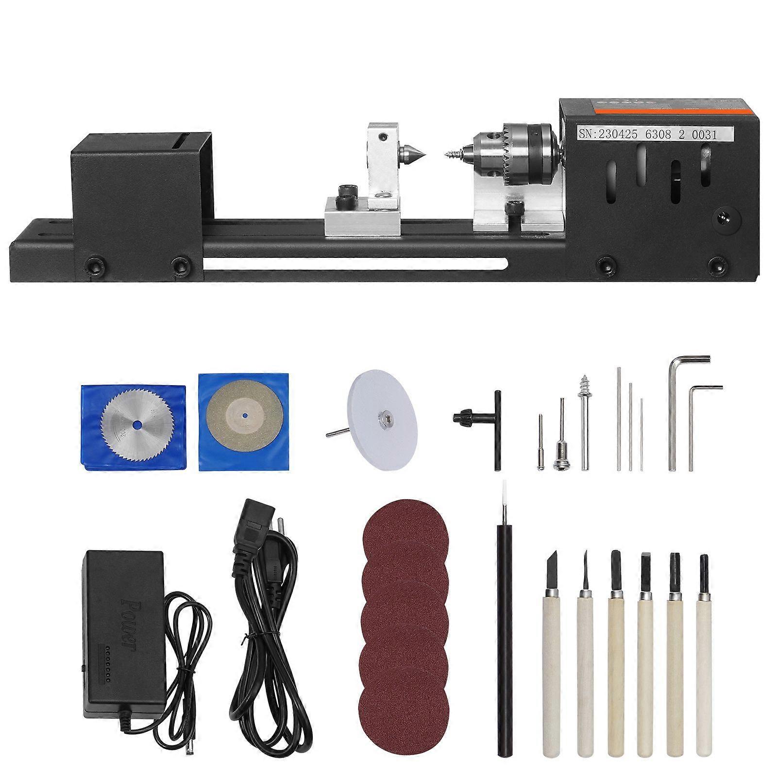 Μίνι μηχανή τόρνου, 2.76 σε x 6.3 in, 7 ταχύτητες, για DIY ξυλουργική ξύλου τρυπάνι περιστροφικό εργαλείο