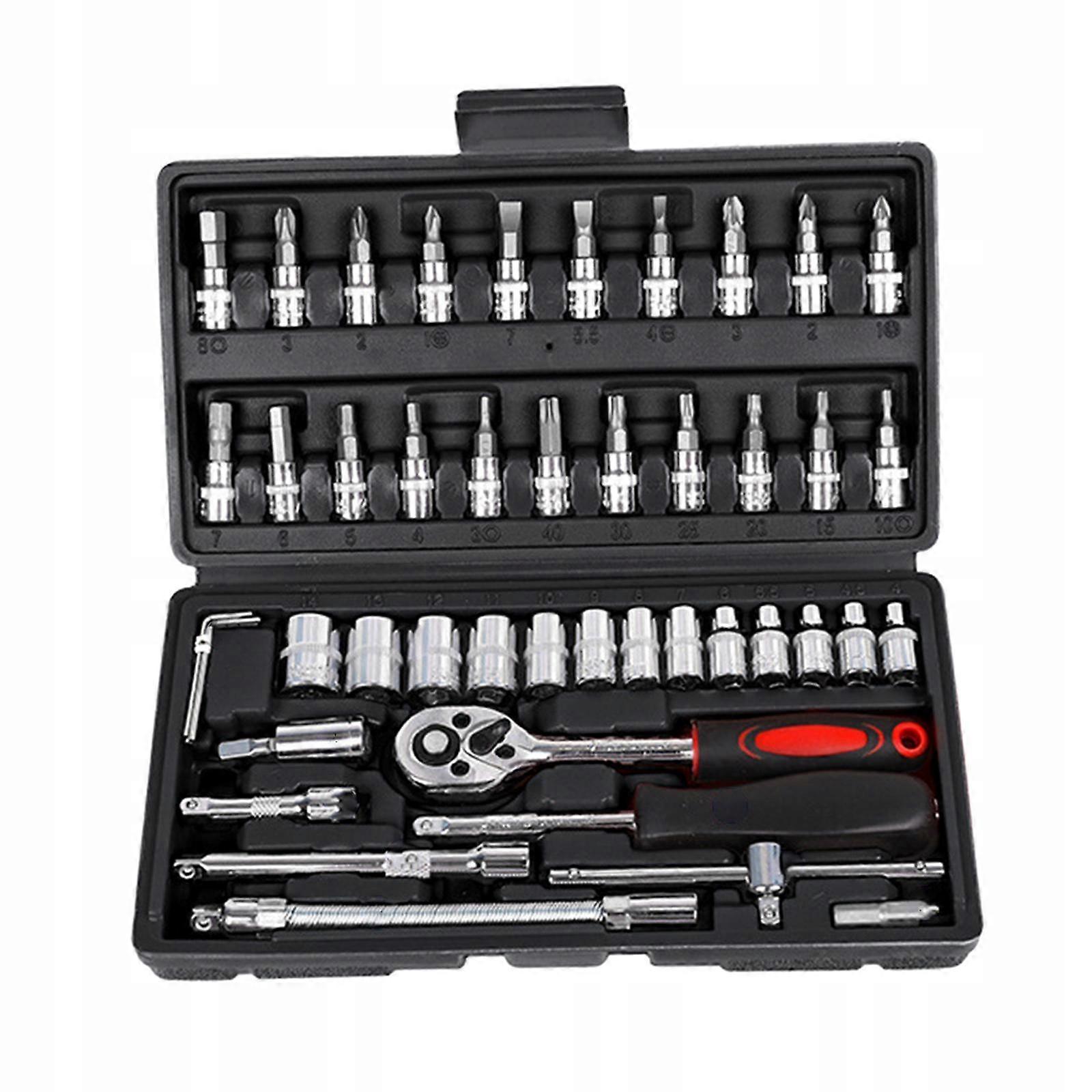 46x Generic Socket Ratschenschlüssel Set Verschleißfest, einfach zu bedienen, schwarz