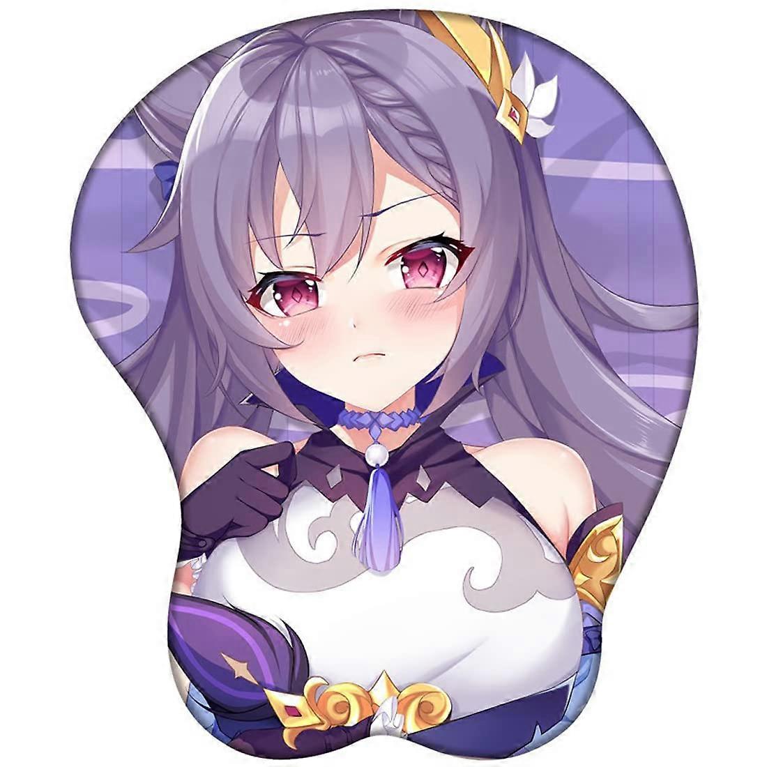 Mouse Pad for Genshin Impact Xiao Zhongli with 3D Design, Silica Gel Wrist Support, Non-Slip PU Base for Gaming and Work