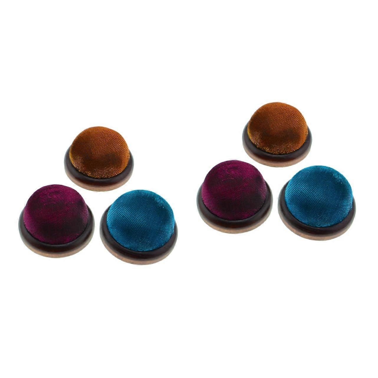 2sets 3pcs Glitter Needle Cushion with Wooden Base for DIY Sewing Projects