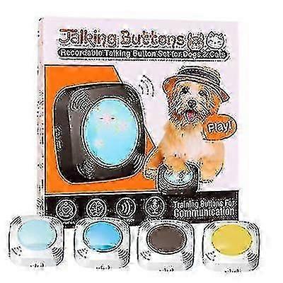 4pcs Recordable Training Buttons For Pets Comes With A Sticker Train Your Dog Easily To Press Buzzers And Voice What They Want To Do Aikeco