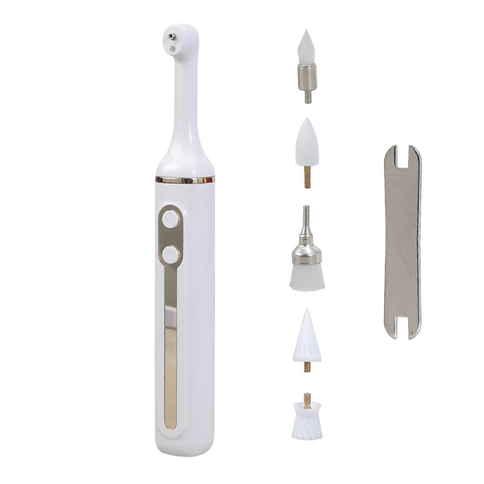 Electric Teeth Polishing Set Includes 5 Working Modes and Multiple Polish Heads Dental Polishing Device for Teeth Use White
