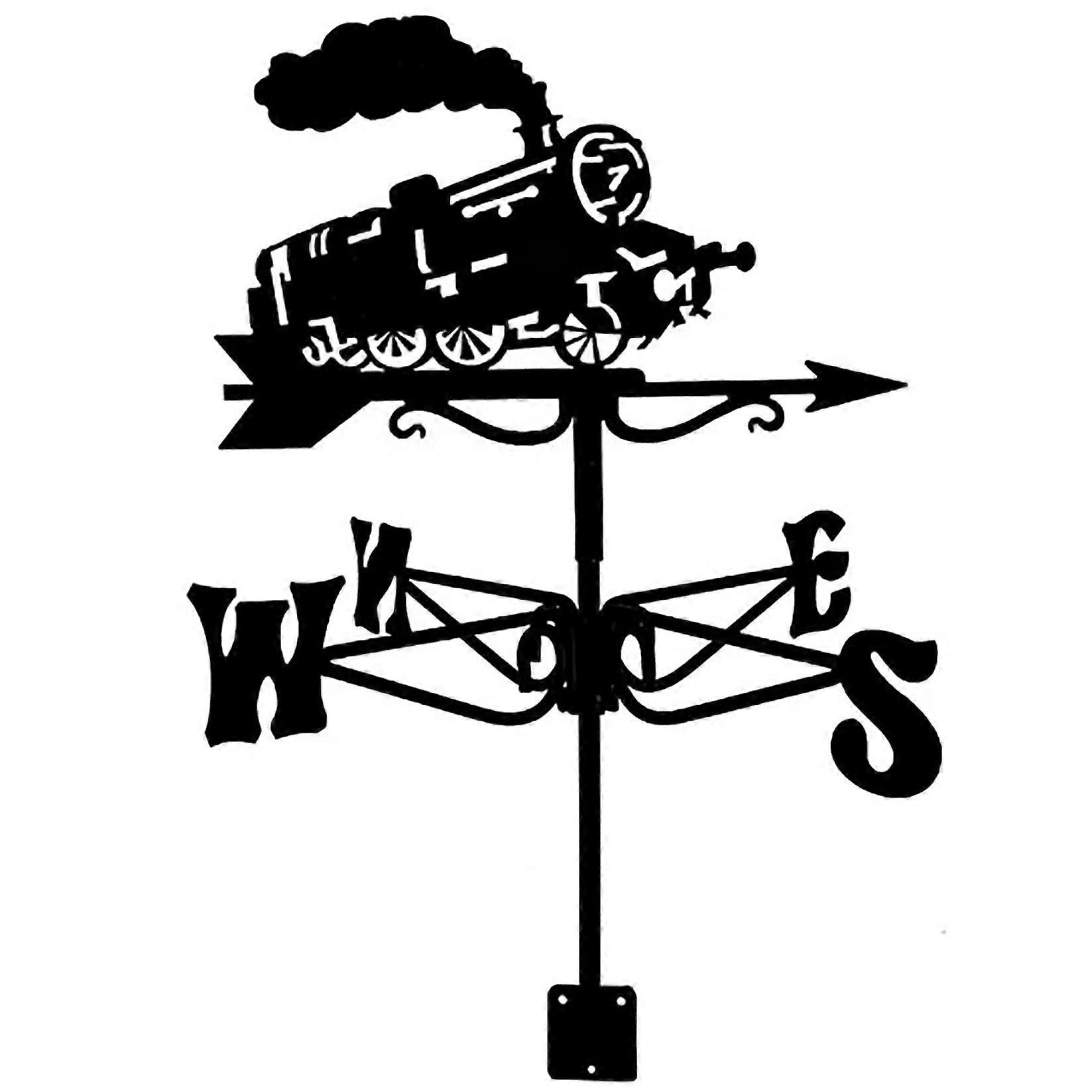Weather Vane Metal With Steam Locomotive Ornament, Wind Direction Indicator, Garden Stake, Easy-To-Install Metal Art