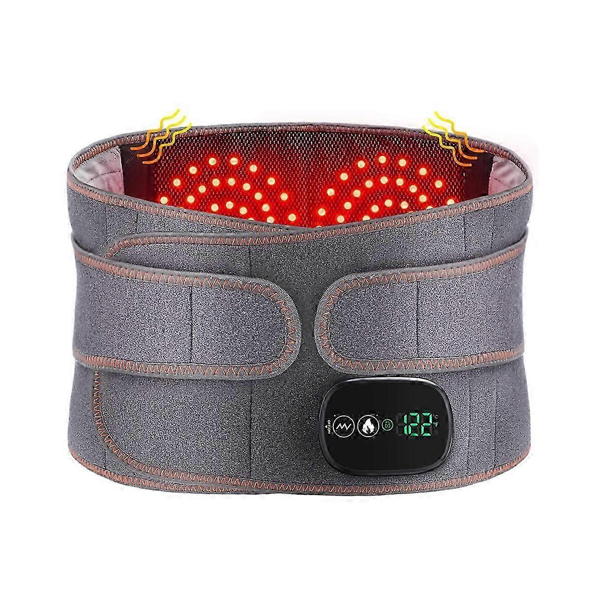 Rechargeable Heating Massage Belt with Warm Compress Function and Red Light Therapy for Back Pain Relief and Muscle Relaxation