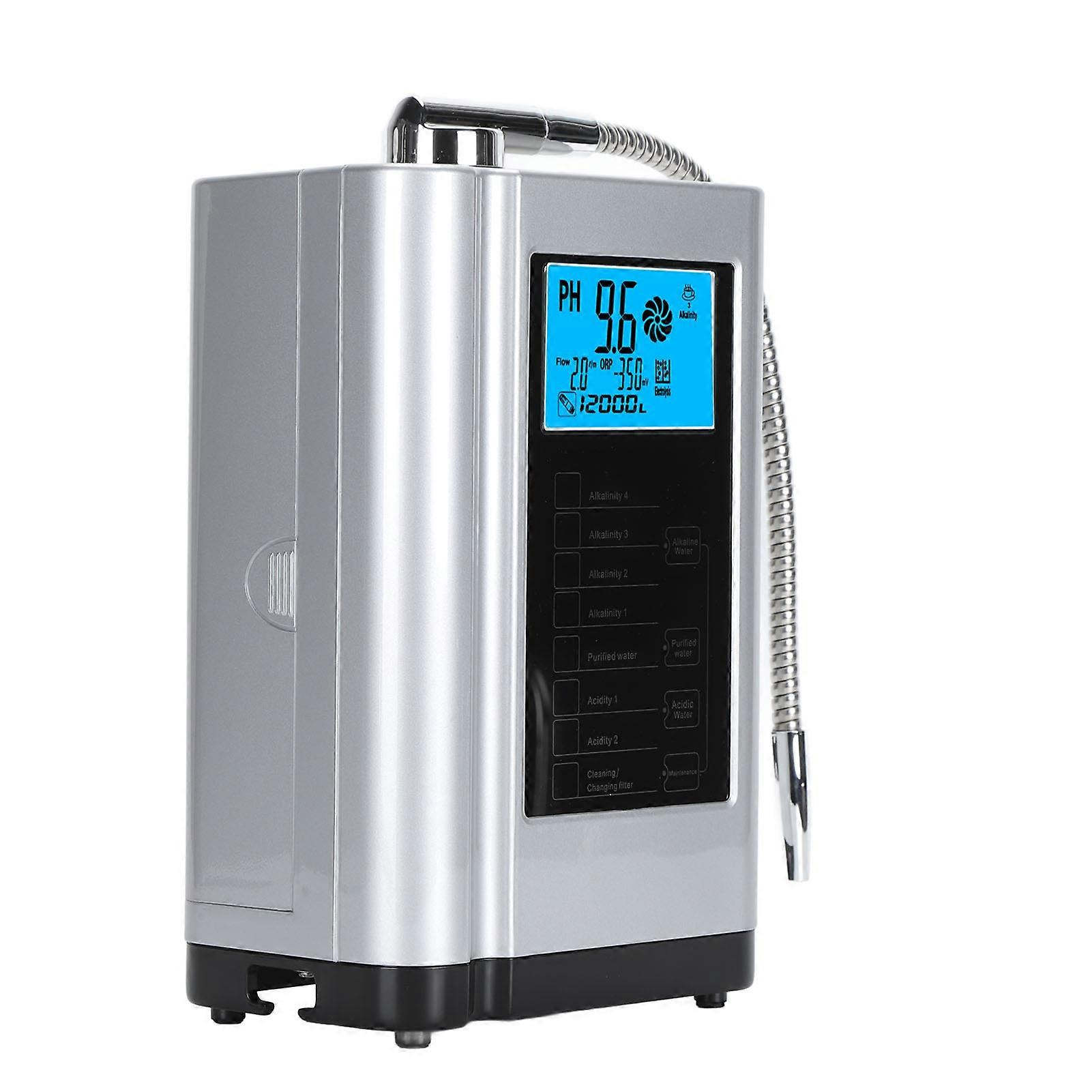 Hydrogen Rich Water Generator Wall Mounted Multifunctional Small Molecule Cluster Alkaline Acidic Water Ionizer with 3.8in LCD Display Silver US Plug