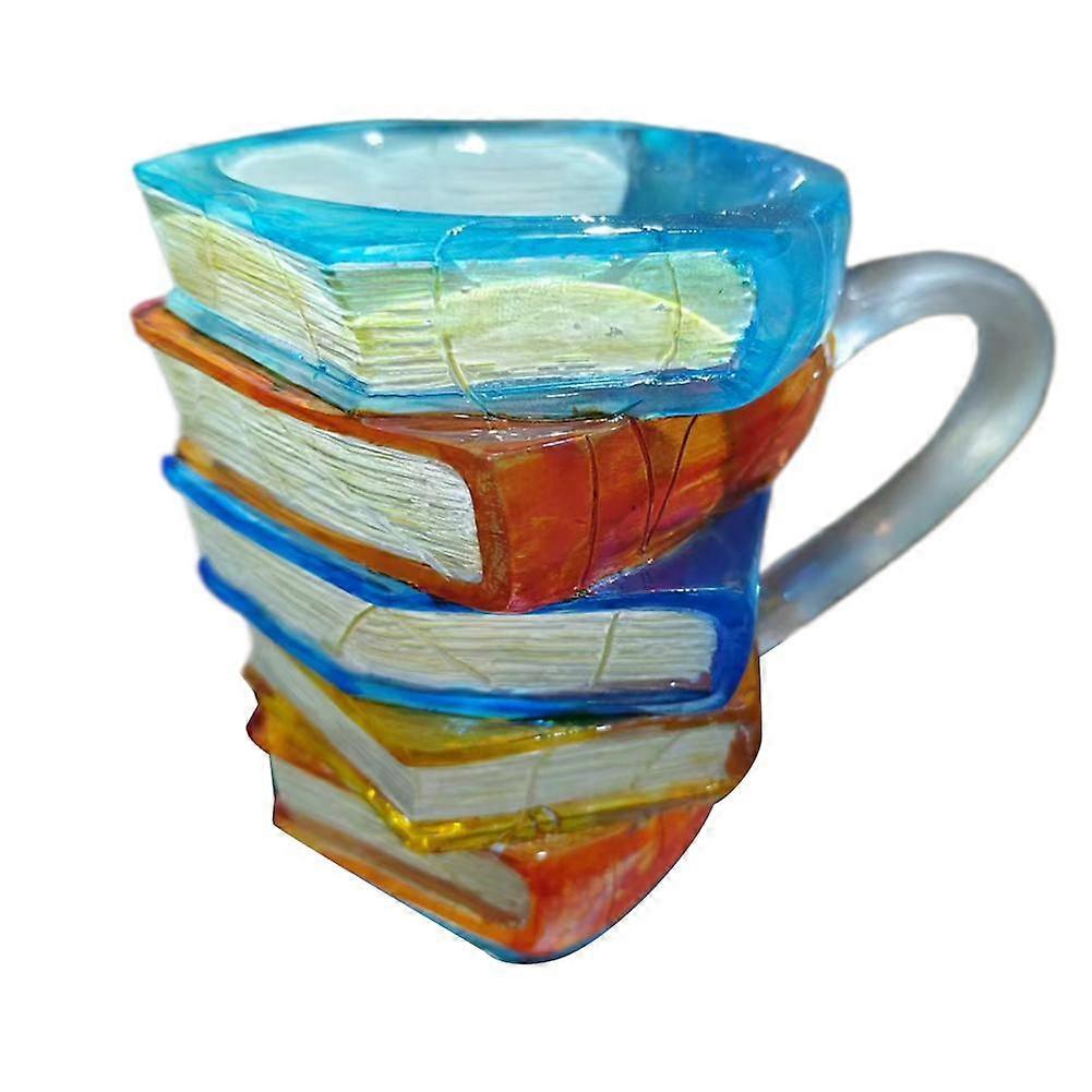 كوب كتاب مطلي، كوب قهوة مصنوع يدويًا من الزجاج الملون بتصميم كتاب، تصميم جديد فريد وملون
