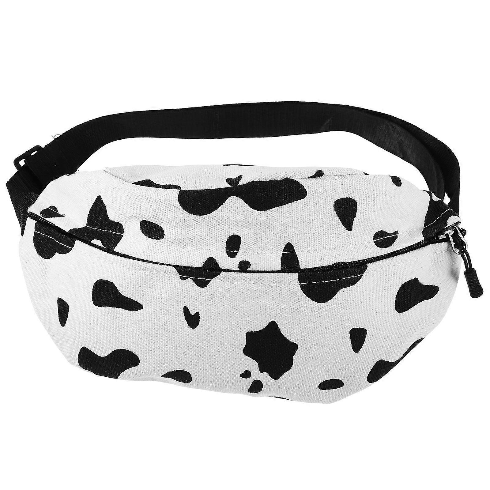 Cow Pattern Crossbody Chest Bag for Soft Lamb Wool, Adjustable Thick Shoulder Strap, Smooth Zipper Closure, Casual All Match Plush Design for Outdoor