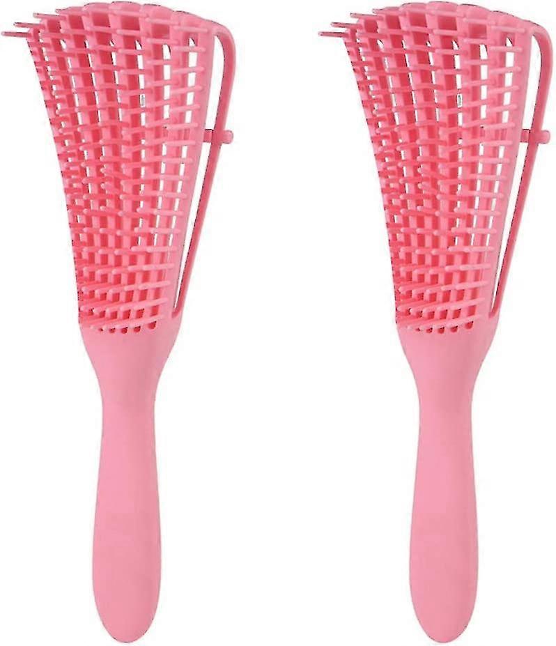 2er-Pack Entwirrbürste für lockiges, gewelltes Haar - Nass-/Trockenanwendung mit Conditioner/Öl (Rosa)