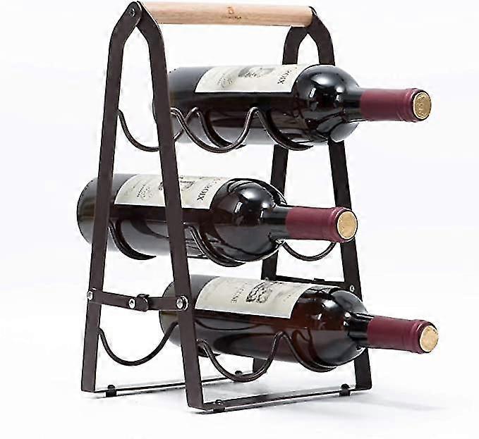 Foldable 6-Bottle Wine Rack for Champagne & Red Wine - Black