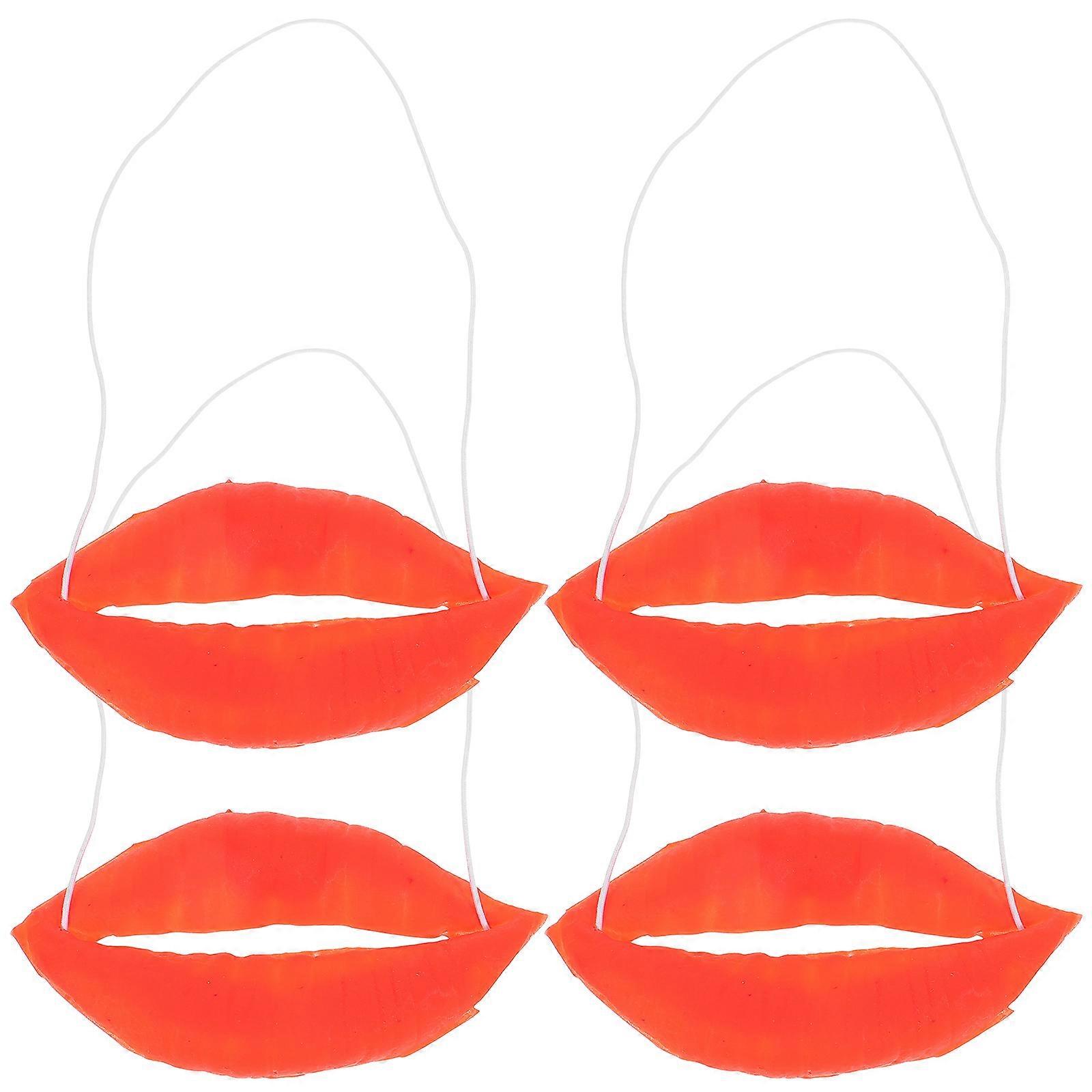 4pcs Halloween Sausage Mouth Props Red Large Funny Lips Cosplay Party Supplies Safe Lightweight Reusable for Performances Dress Up