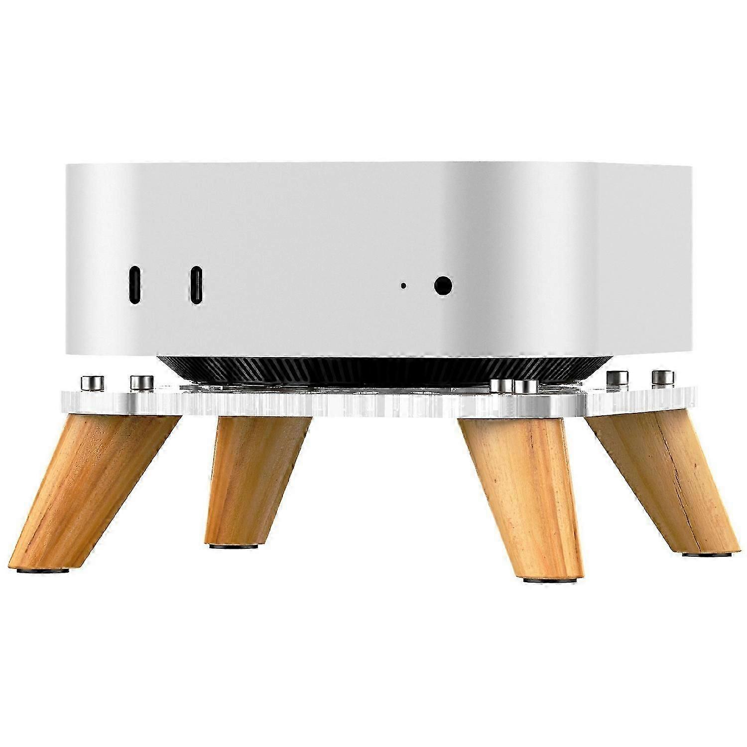 Aoduke Ajm4-4 For Mac Mini M4/m4 Pro Mini Pc Stand Wood Cooling Vertical Base