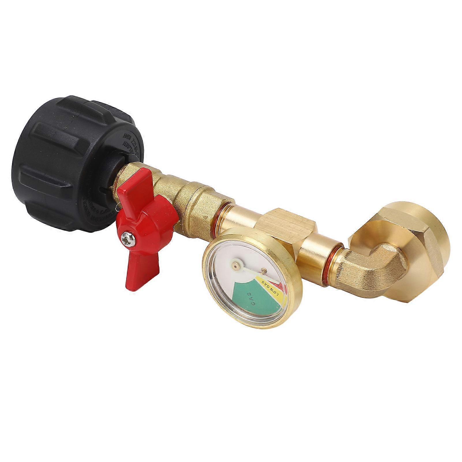 Propane Refill Adapter with Pressure Gauge & Valve for 1-20LBS Tanks