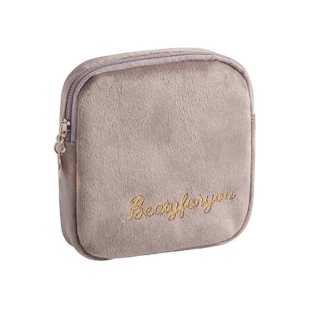 Sanitary Napkin Storage Bag Portable Purse Large Capacity Khaki 13*13 CM Zippered Type Waterproof 1Pack