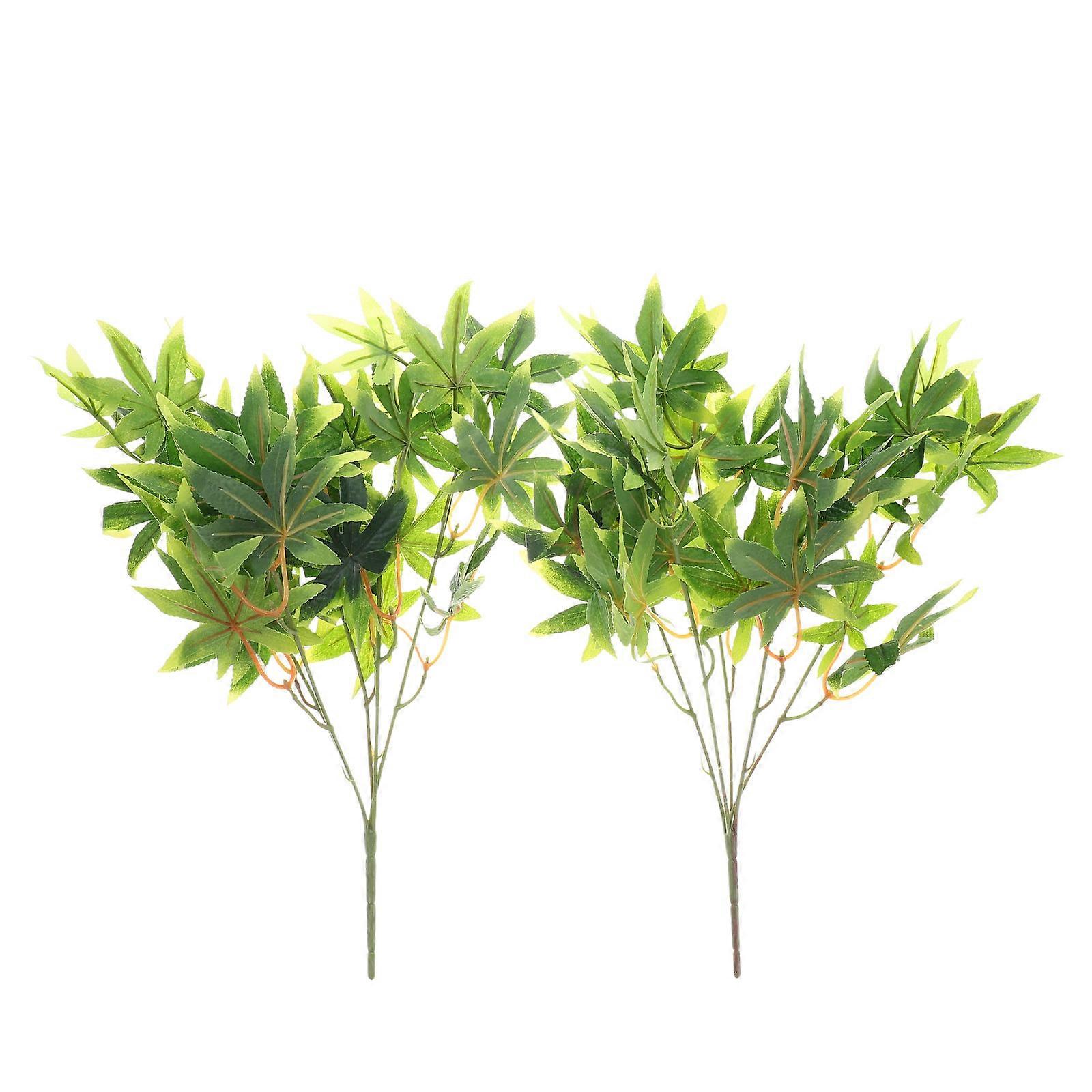 Fake Maple Leaf Simulation Maple Leaf Plant Home Decor Green 35 x 20 x 10 Cm Ornament 2Pcs