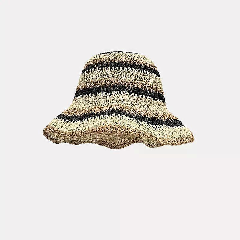 New Straw Hat Set Colorful Woven Grass and Striped Colorful Hat Set Bohemian Style Fashion Elegant Sun Hat Beach Bucket Hat