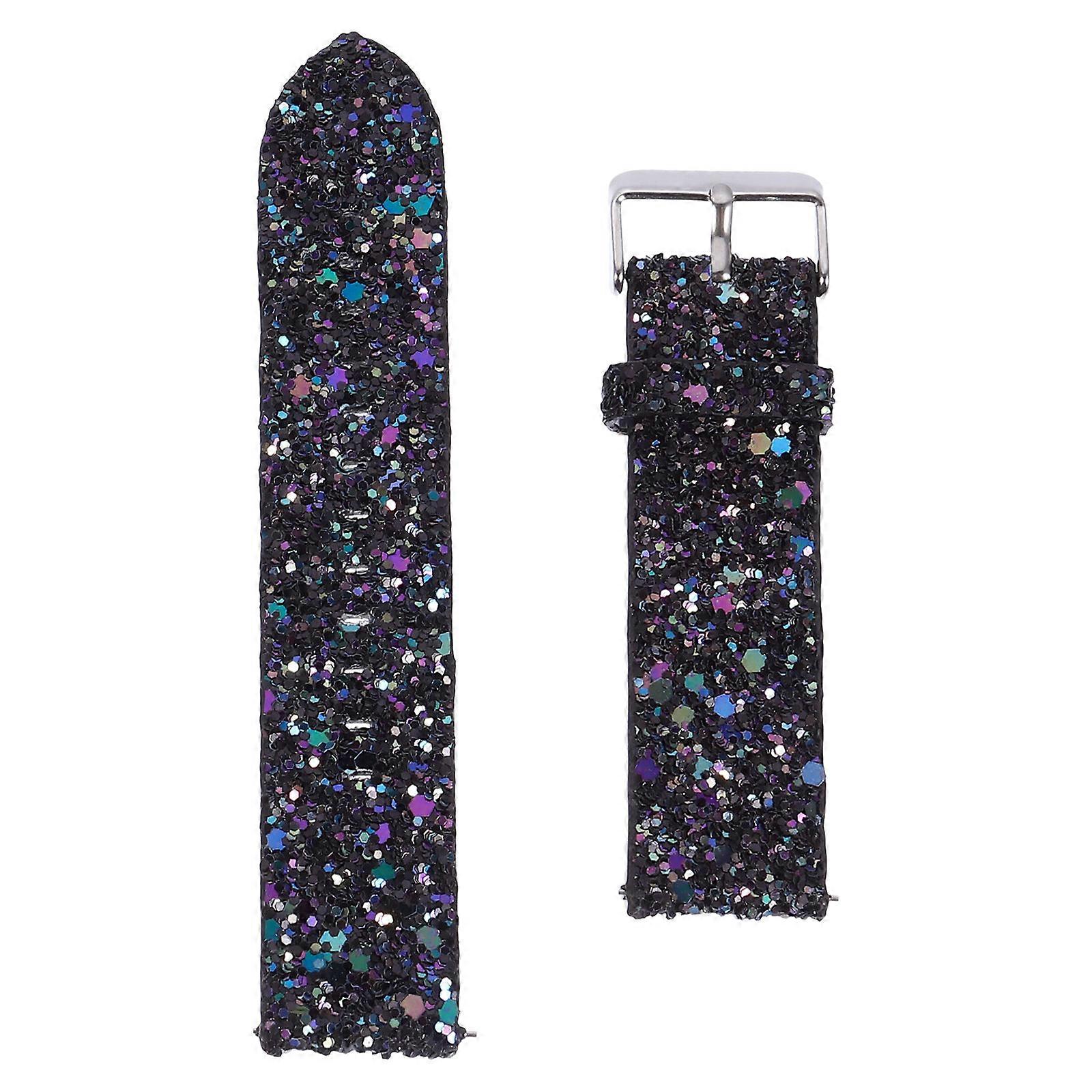 Black PU Watch Band Compatible with Galaxy Watch 3 4 5 Adjustable and Durable for Watch Use