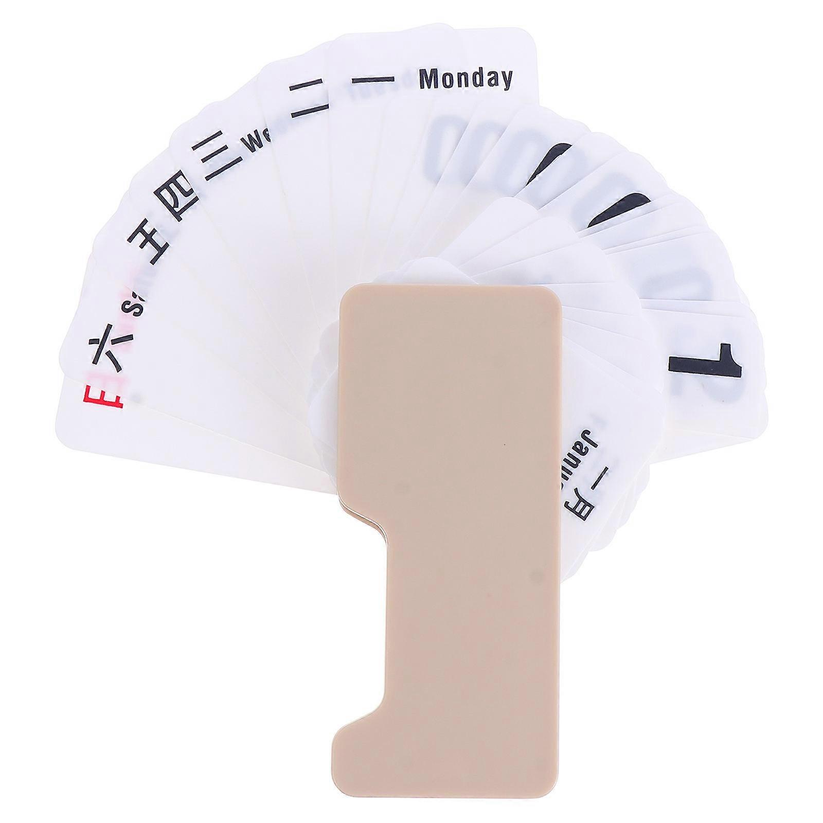 Desktop Calendar Perpetual Manual Adjustable Creative Rectangular Khaki 10x4.5cm For Home Use 1Pack