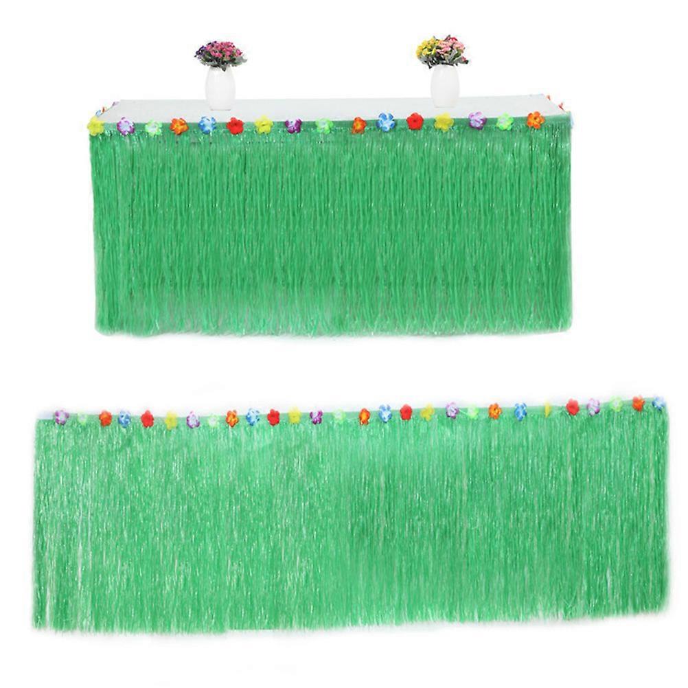 Party Table Skirt Set with Monstera Leaves Table Cover Green Rectangular Decoration for Luau Gathering 1Set