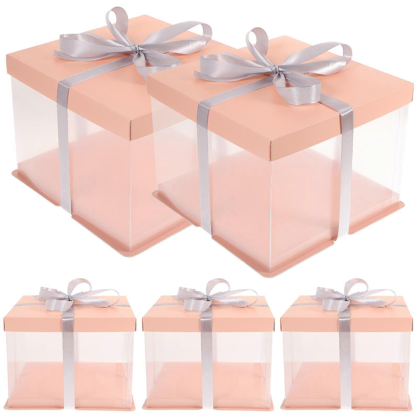 Food Grade White Card Cake Container Sealed Single Layer For Home Users 5Pcs