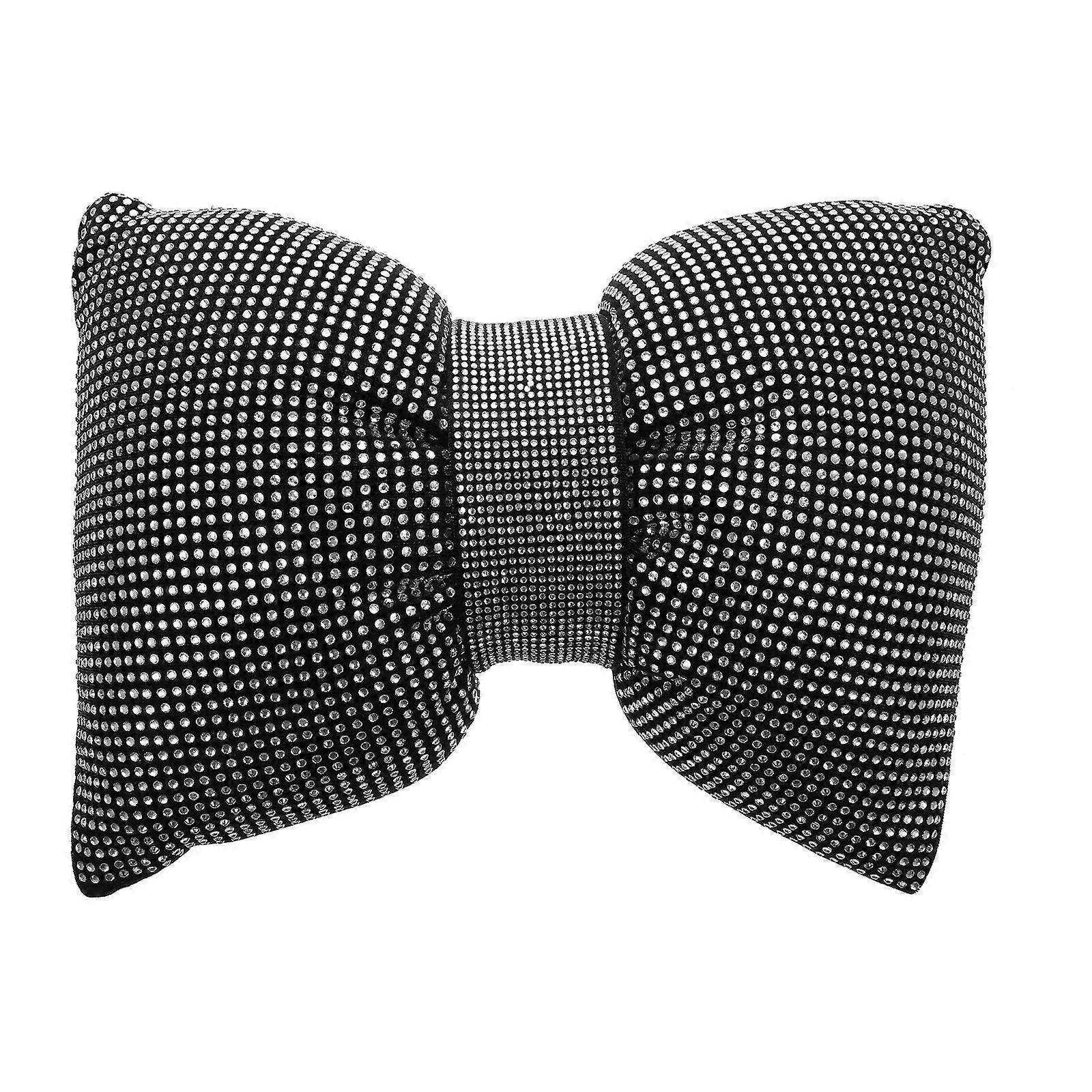 Automotive Headrest Pillow Car Neck Pillow For Driving Oval Shape Polyester Rhinestone 1 Set