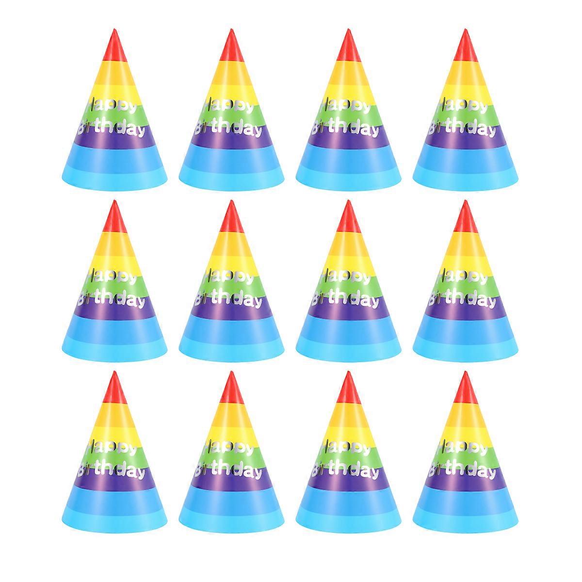 Here's a polished and engaging product description based on your input:
**50pcs Rainbow Triangle Birthday Party Hats – Fun Decorative Caps for