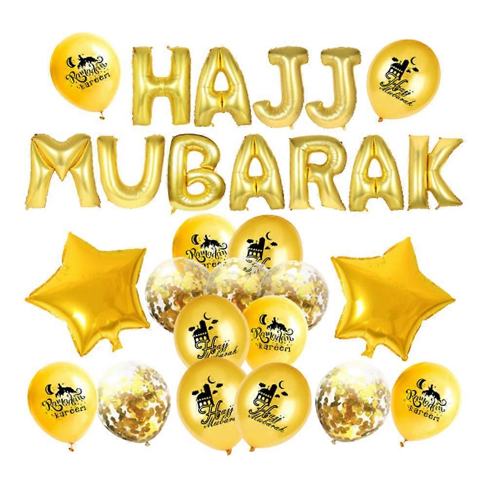 Islamic Party Balloon Eid -Fitr Decorative Background Layout Balloons Golden Star Shape Photo Prop 1Set