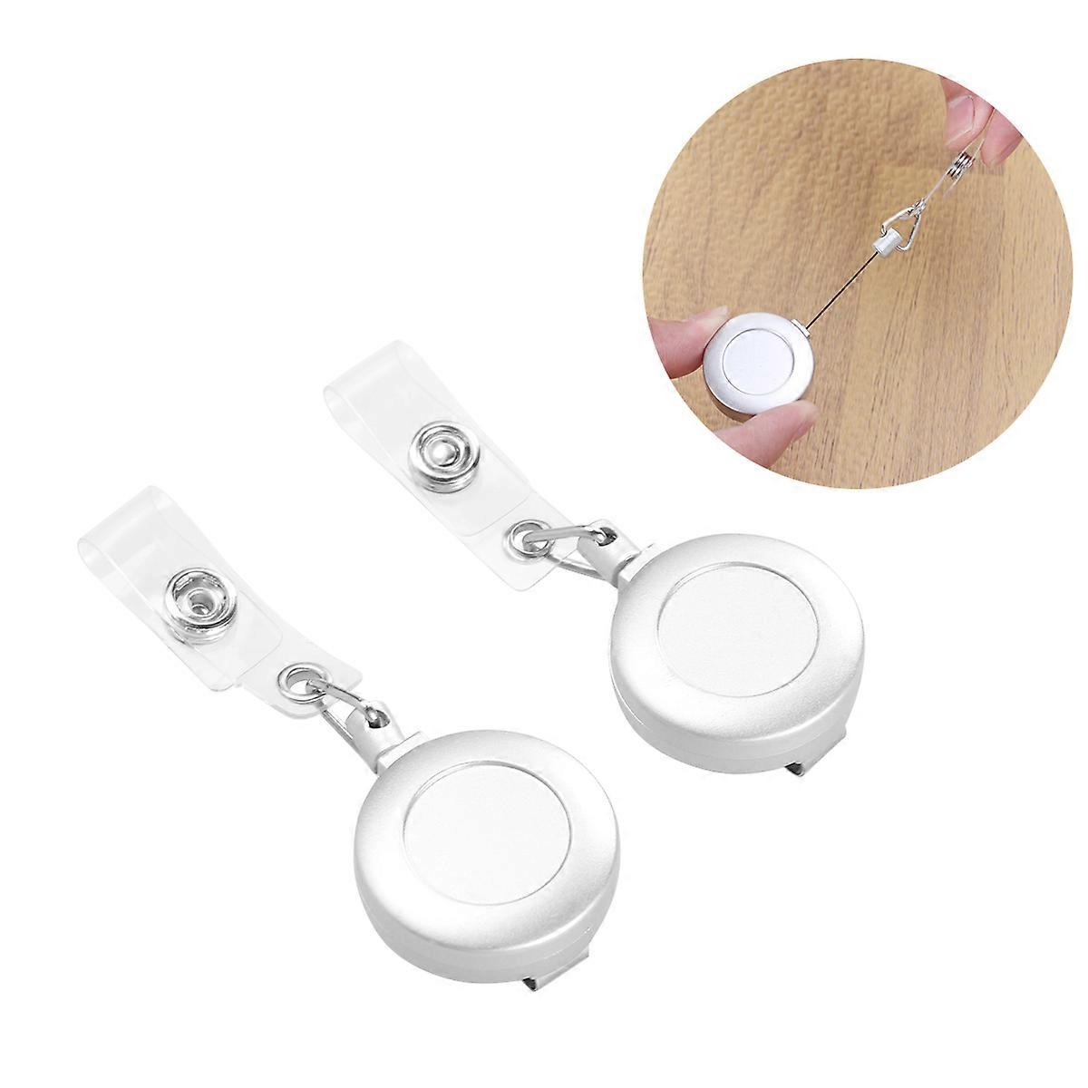 Retractable Badge Holder Heavy Silver Id Card Holder For Nurse Sleek Design 3Set