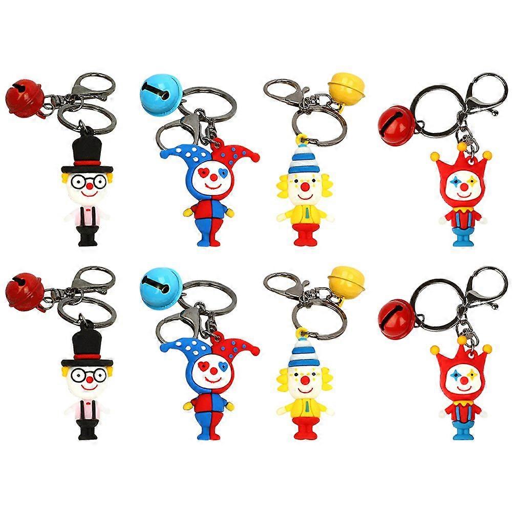 8Pcs Clown Shape Keychains Decorative Keychains Bell Design Clown Keychains Funny Clown Pendants