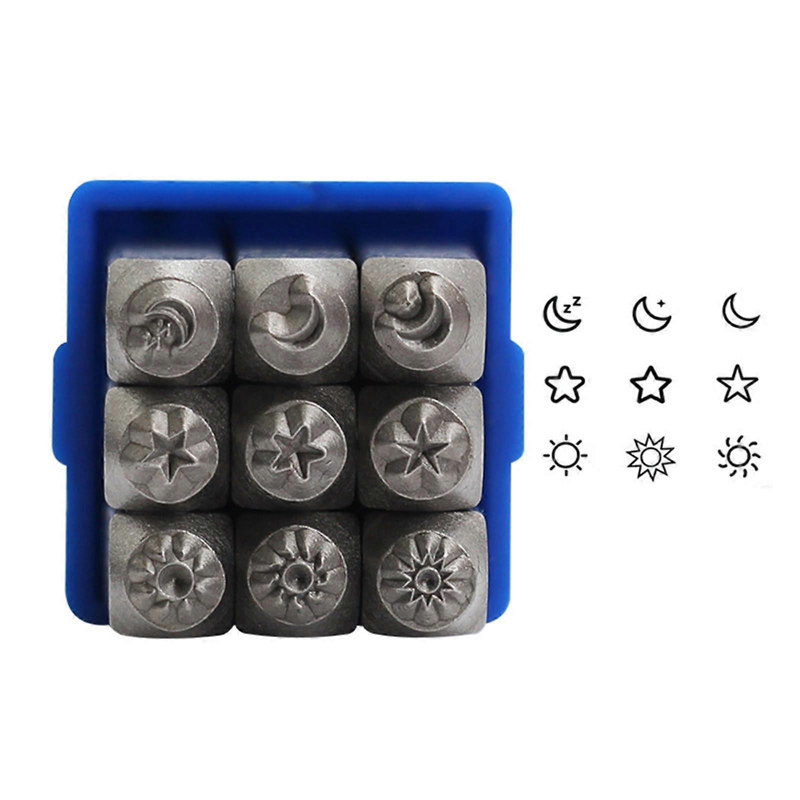 9 pieces jewelry stamp set with celestial designs accessory for adjusting metal gaps and craft projects style 1