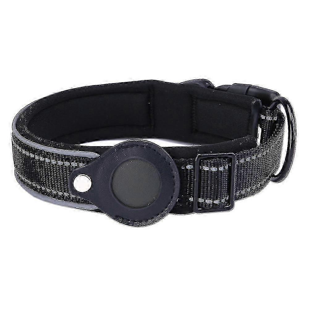 Dog Collar With Airtag Shell Reflective Soft Neoprene Liner Breathable Nylon Pet Collar Adjustable