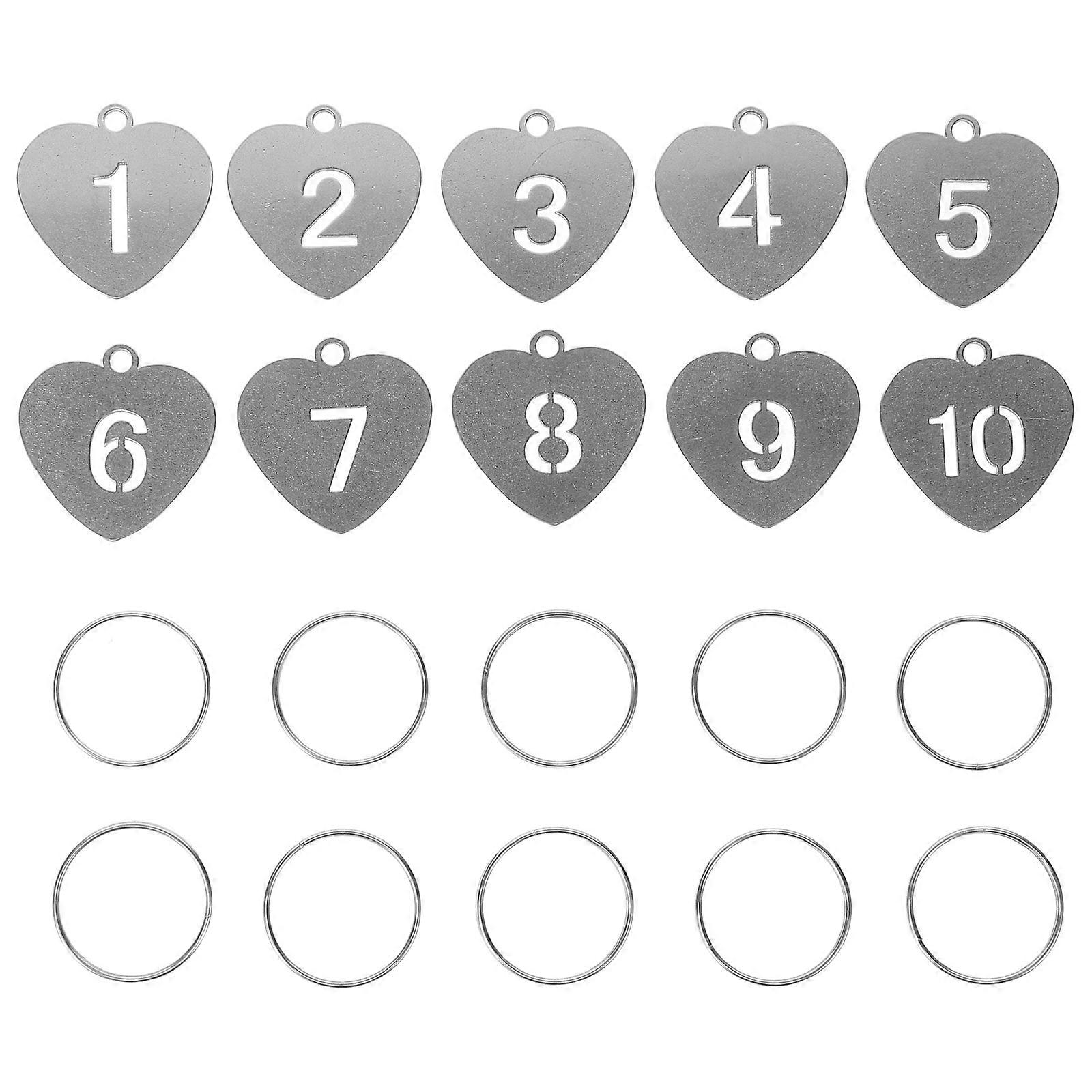 Numbered Keychains Metal Numbered Pendant for Travel and Outdoor Use Simple Style 2.50X2.50X0.10CM 10Pcs