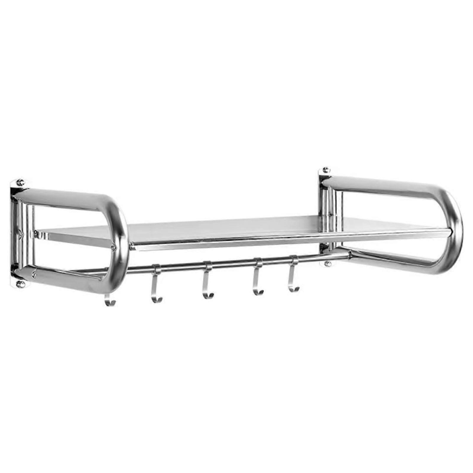 Wall Console Microwave Holder, 66 Lb Capacity Stainless Steel Kitchen Organizer, 50 x 36.5 x 16.5 cm Silver Shelves for Small Spaces