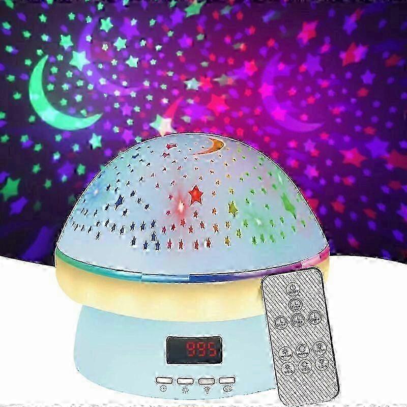 Remote Control and Timer Design Starry Sky Rotating Projector Night Light, 16 Colorful Dimmable LED Bedside Lamp
