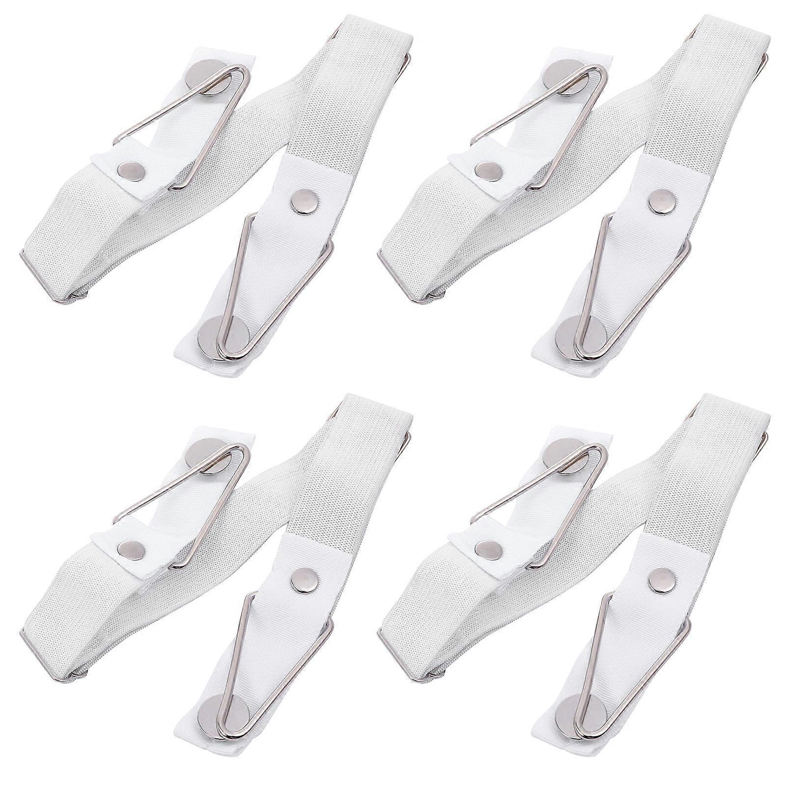 Adjustable Bed Sheet Holders Clips with Wide Elastic Bands for Quilt Fastening, Non Slip Mattress Clips for Easy Attachment and Removal, White