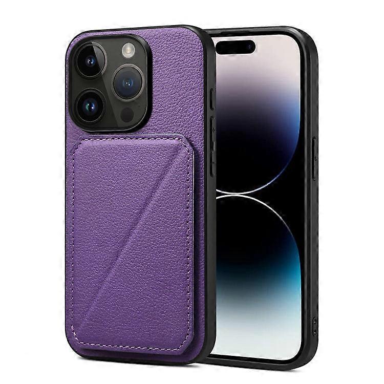 Case For Iphone 14 Pro Purple Leather Imitation Calf Pattern No5690