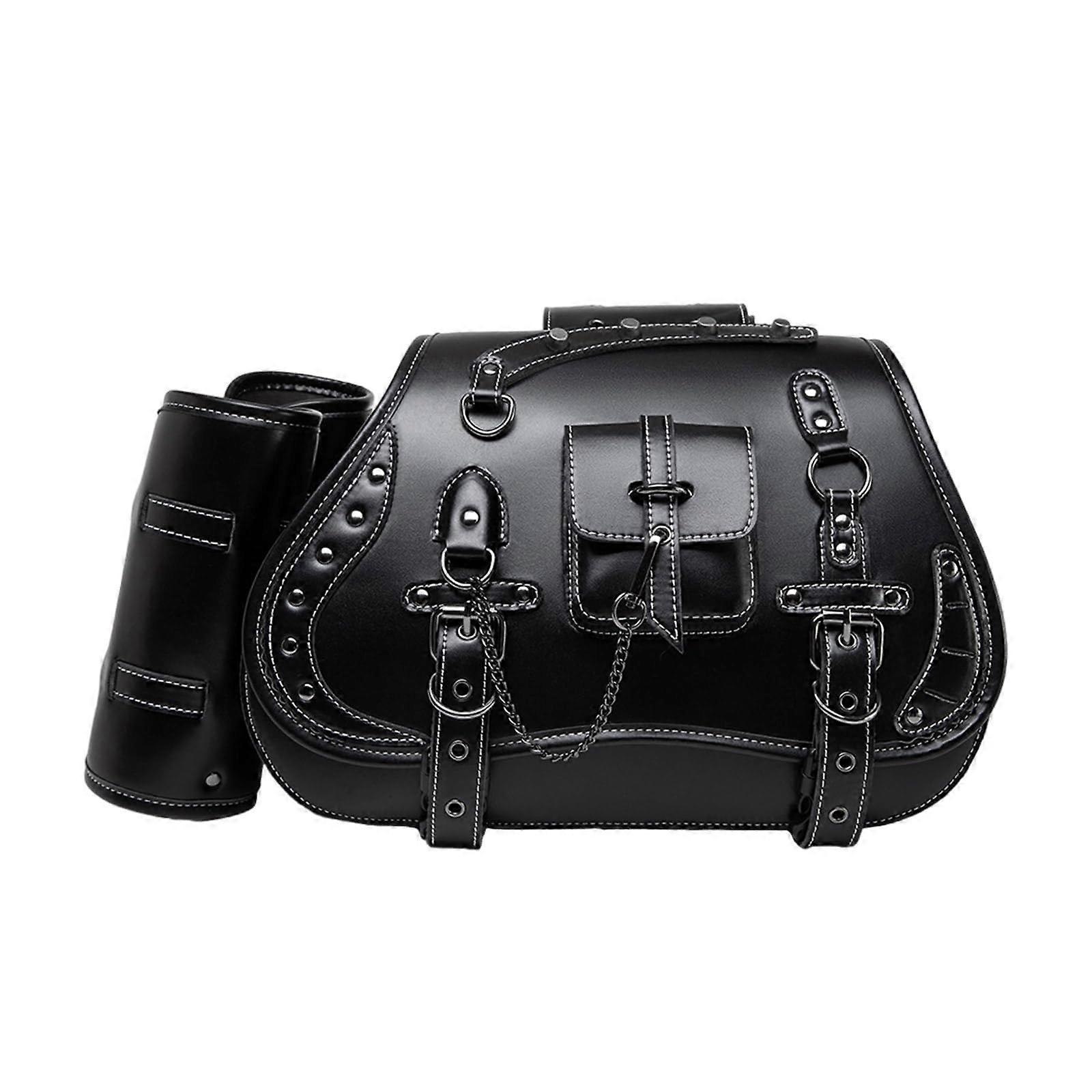 Saddle Bags Set Of Two With Tool Bag And Storage Pockets Retro Style Side Bags For Bicycle Travel
