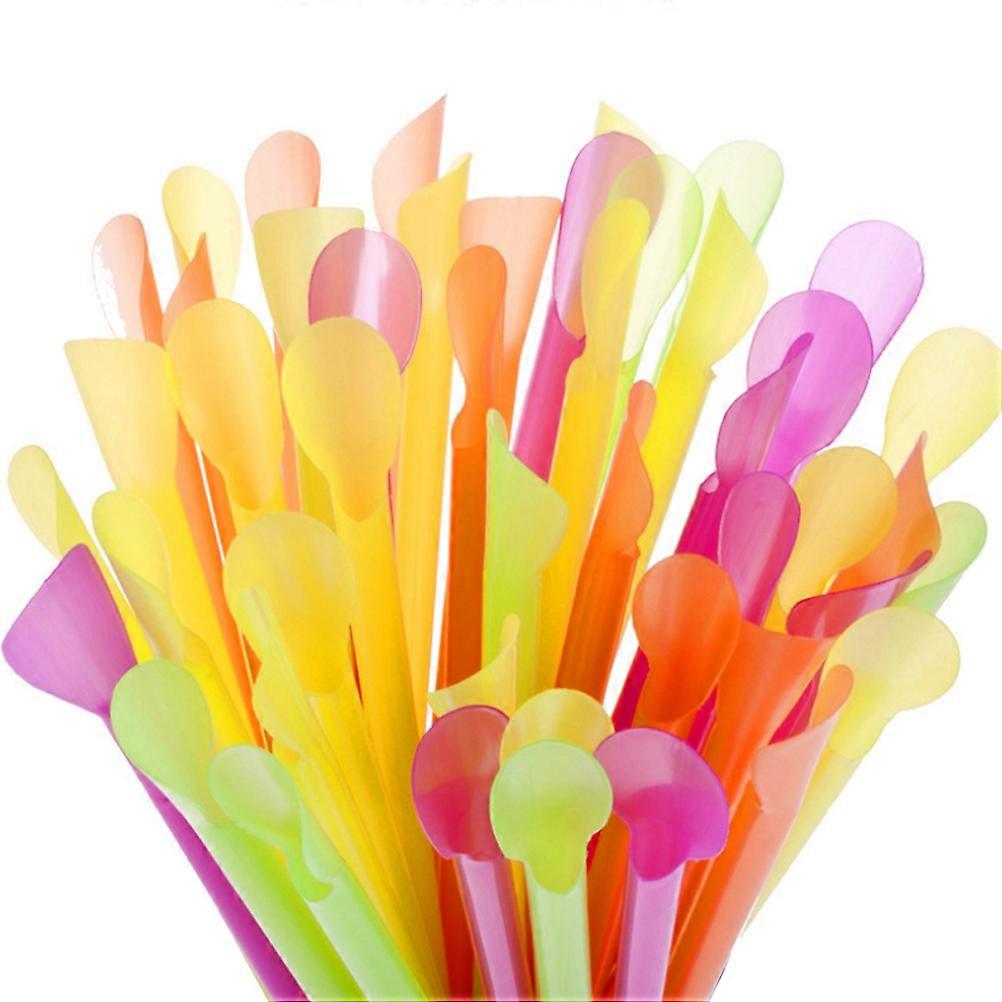 Drinking Spoon Straws Drink Straws For Adults Assorted Color 20.00X0.80X0.60cm Spoon Shape 300Pcs